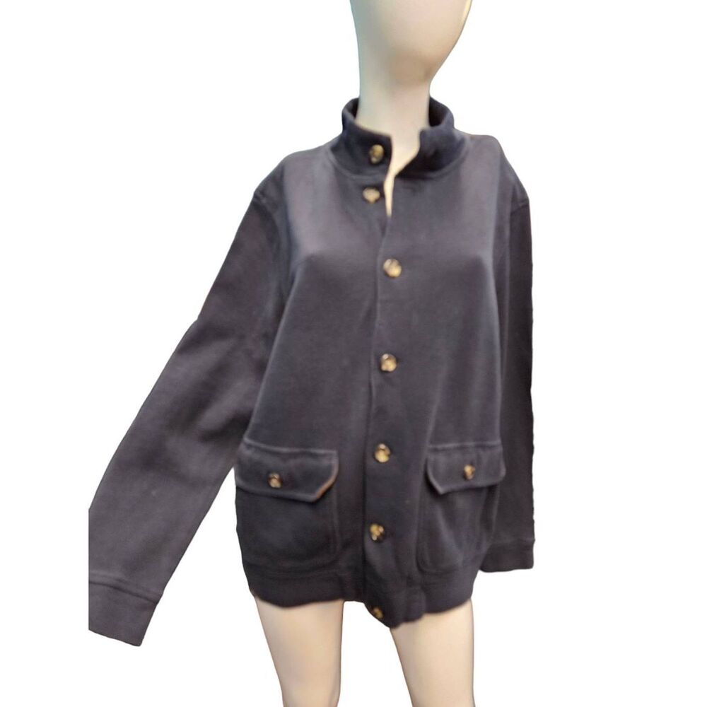 Jo's. A Bank Reserve Navy Blue Knit Button Down Jacket Size Large